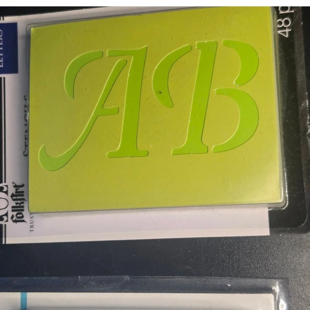 Martha Stewart FolkArt Monogram Letter Stencil Bundle 2pk Blue Green NEW 48pc ea - Picture 5 of 8